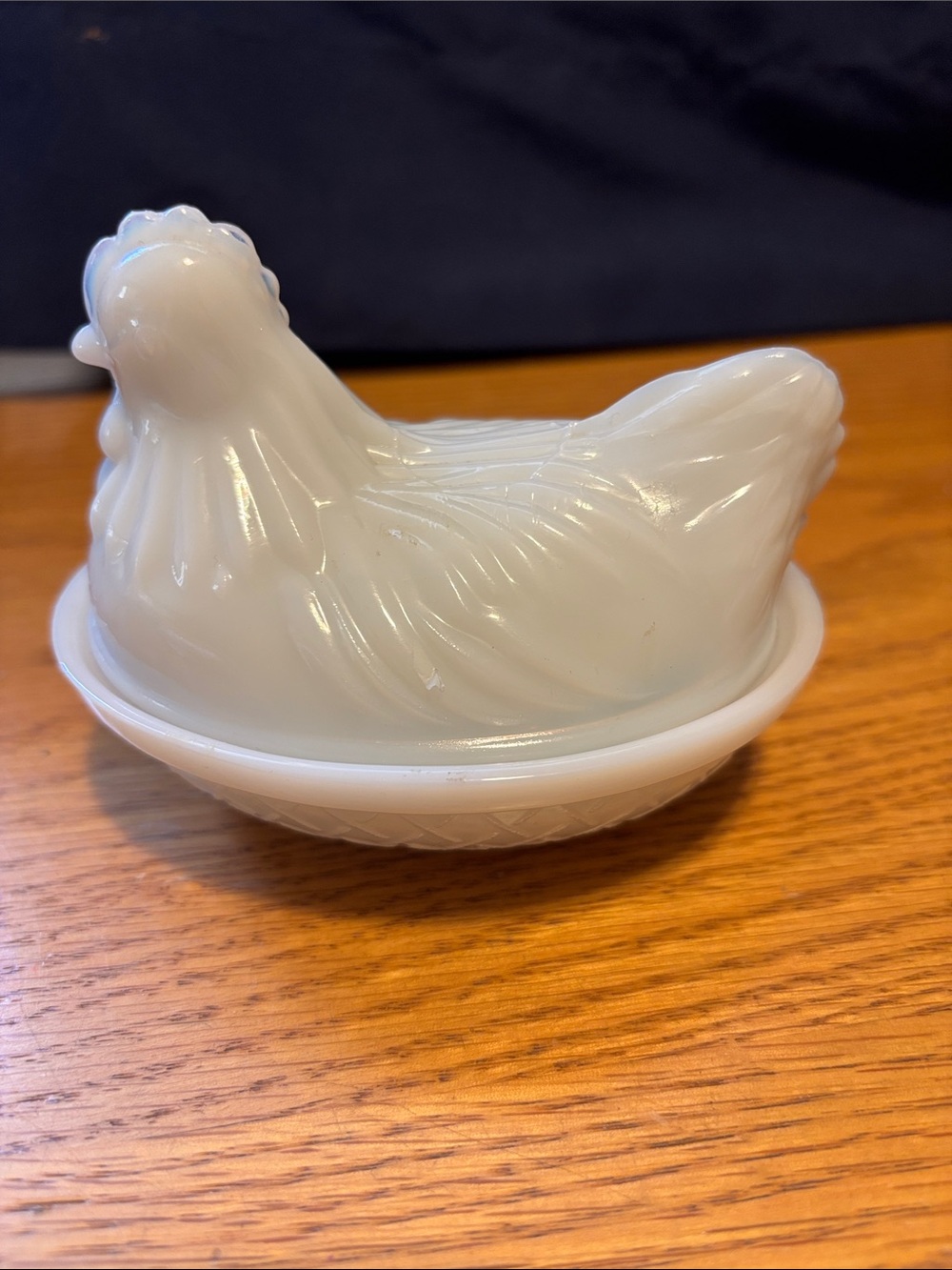 Hazel Altas Hen On Nest Milk Glass